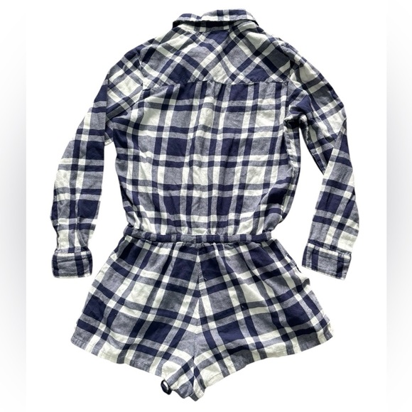 Aerie Navy and White Plaid Romper Women’s Medium EUC - Picture 8 of 9